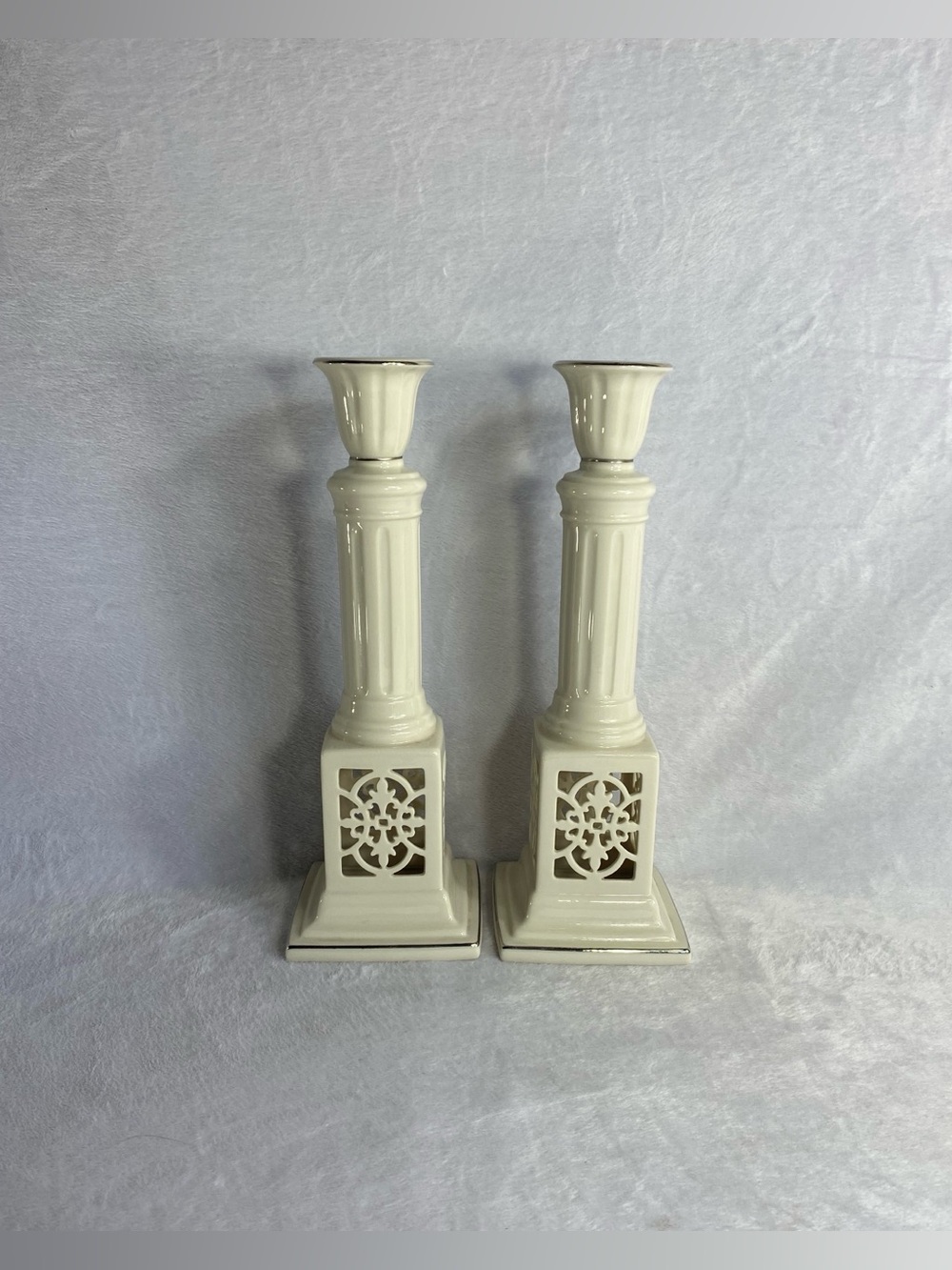 Lenox Versailles Illuminations Collection Pair Of Candlestick Holders 11” Rare